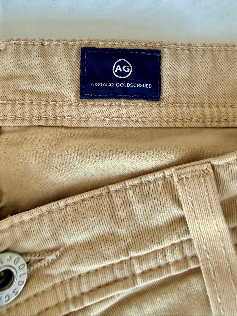 AG Adriano Goldschmied Beige Khaki Stretch Pants Men’s 36 Made in USA